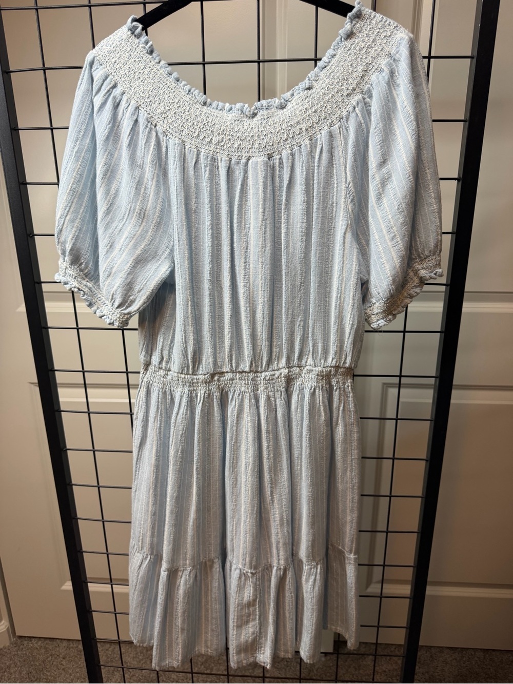 Old Navy Pale Blue Smocked-Yoke Midi Dress